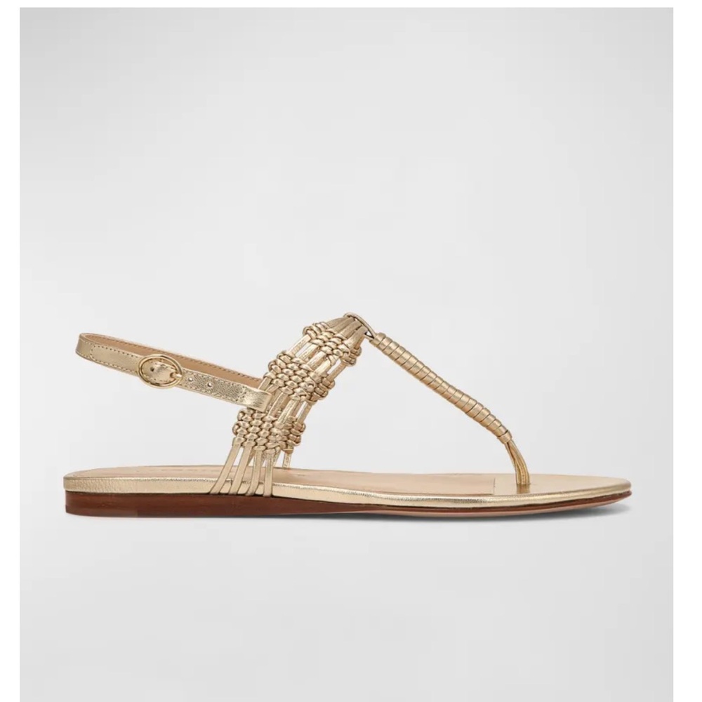 Veronica Beard Gold Beaded Sandals